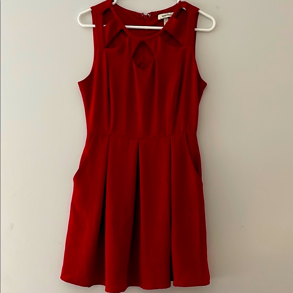 Speechless Red Pleated A-line Mini Dress